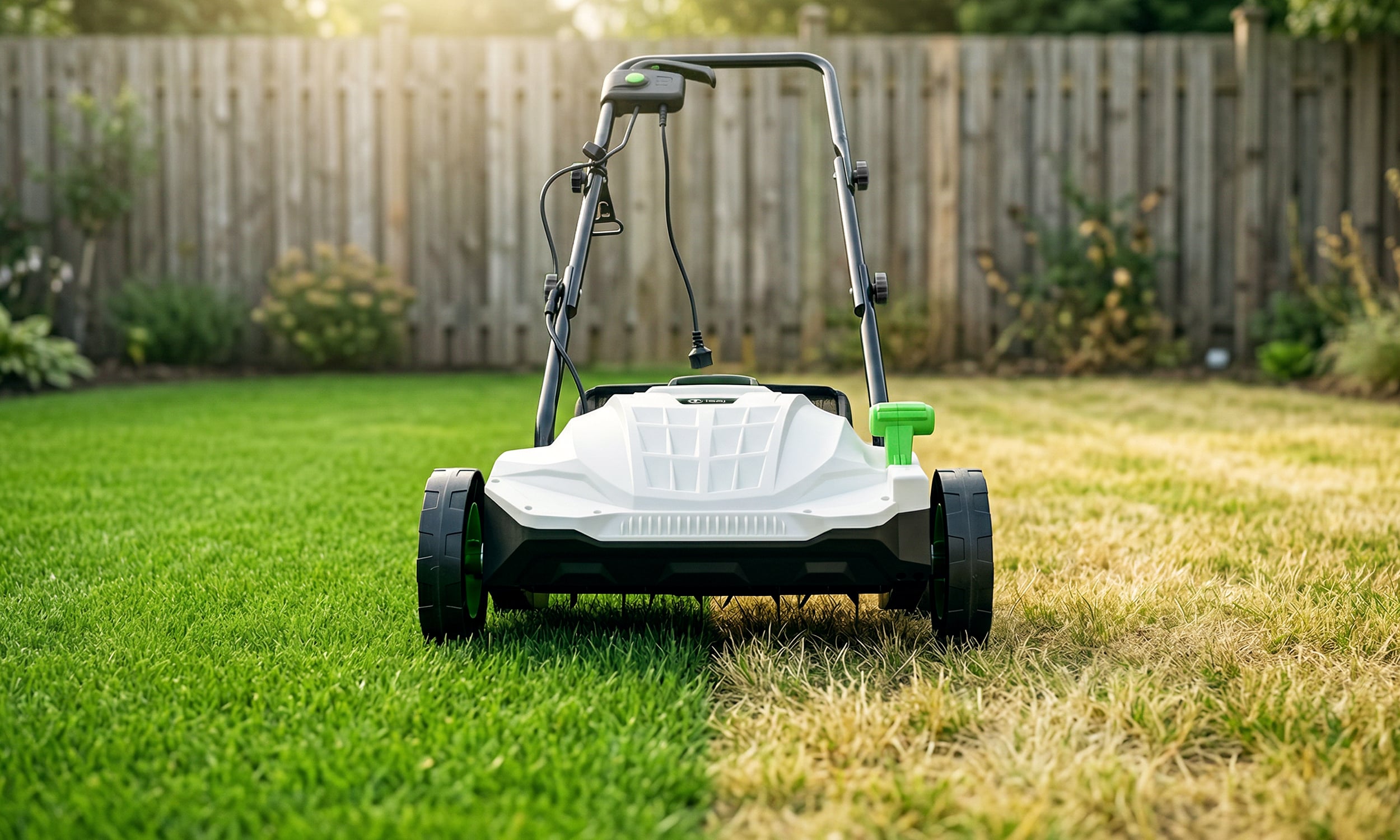 Aerator do trawnika — efekt przed po