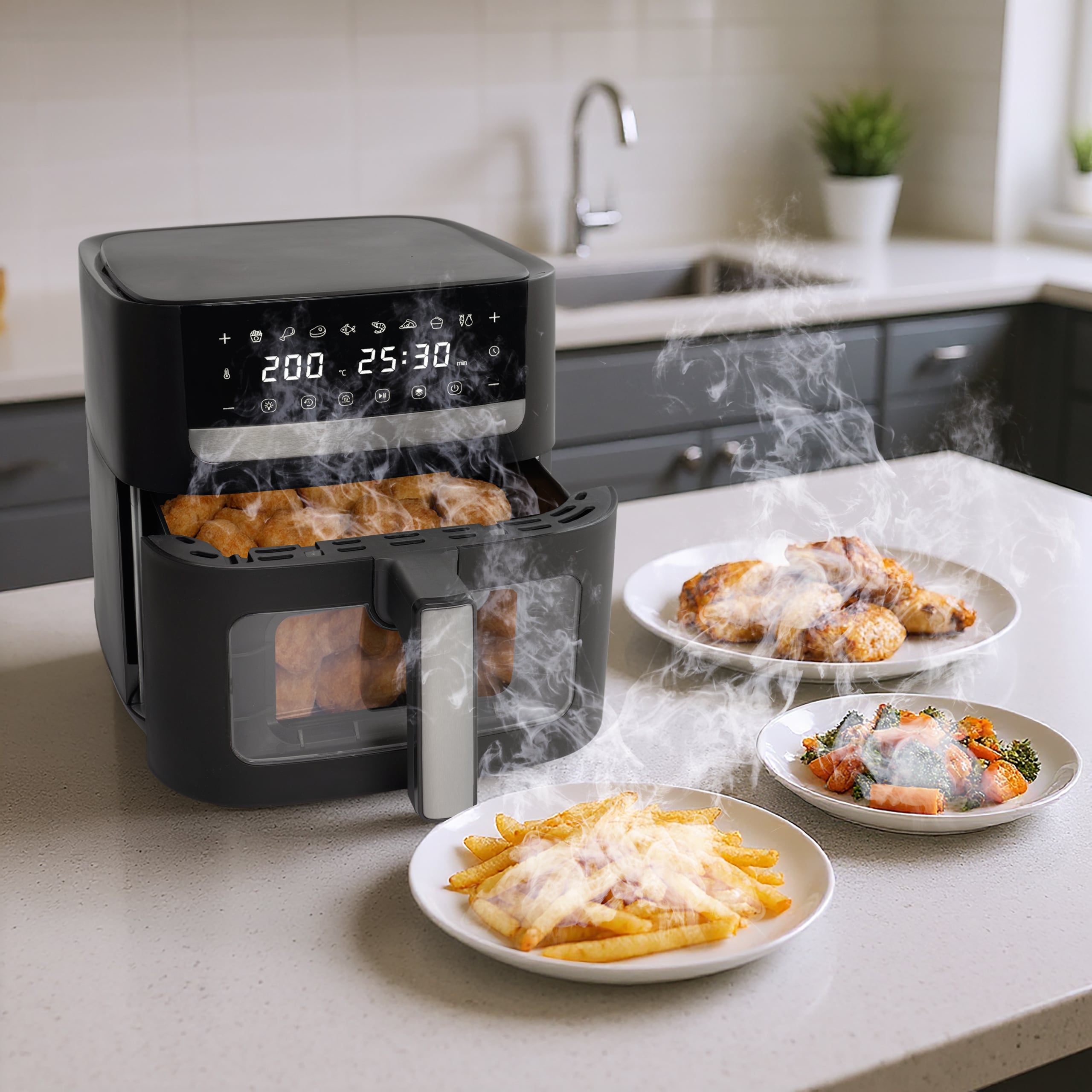Airfryer — od surowego zdjęcia do sceny — grafika produktowa 2